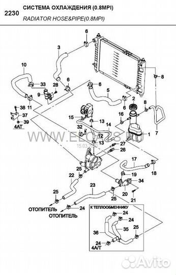 Патрубок matiz 0.8 печки подача