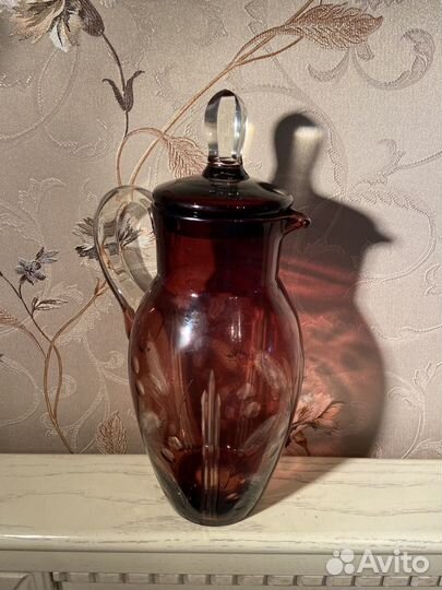 Кувшин цветное стекло СССР