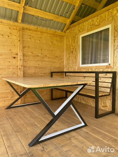 Стол и лавка в беседку