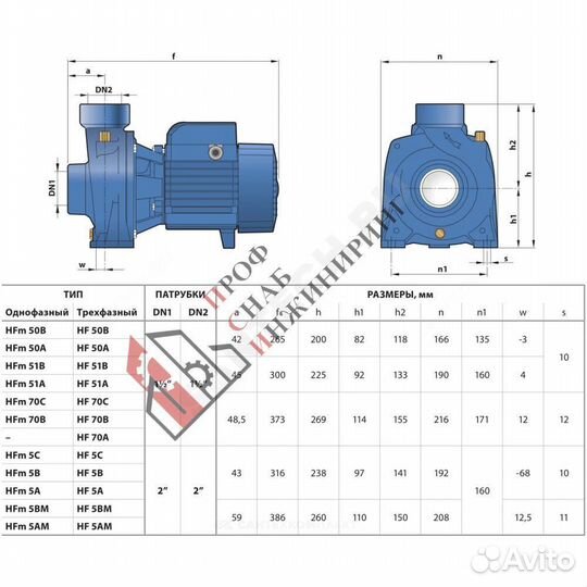 Насос HF 50 B Pedrollo 47HF50T6BA