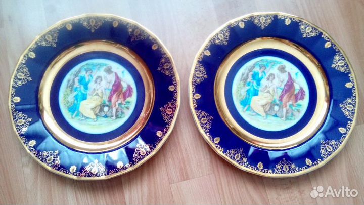 Сувенирные тарелки Carlsbad кобальт/золото