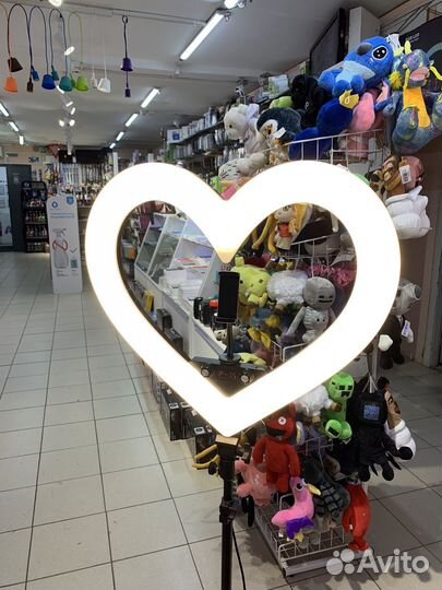 Кольцевая селфи-лампа Сердце 45см RGB