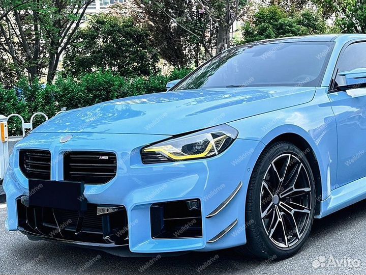 Накладки на передний бампер BMW M2 G87 черные