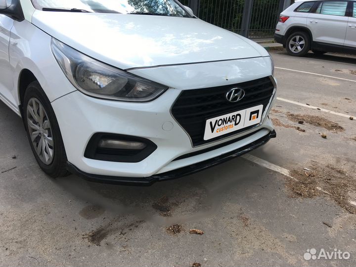 Сплиттер переднего бампера Hyundai Solaris 2 текстура