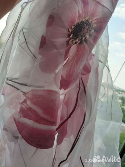 Органза в розовые цветы