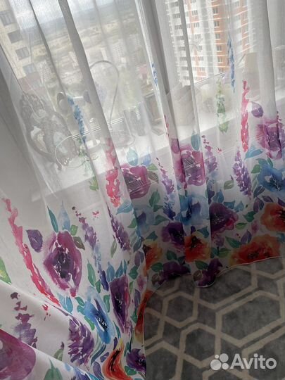 Штора тюль «лен» готовая