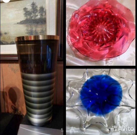 Ваза Богемия и два блюда Богемия СССР