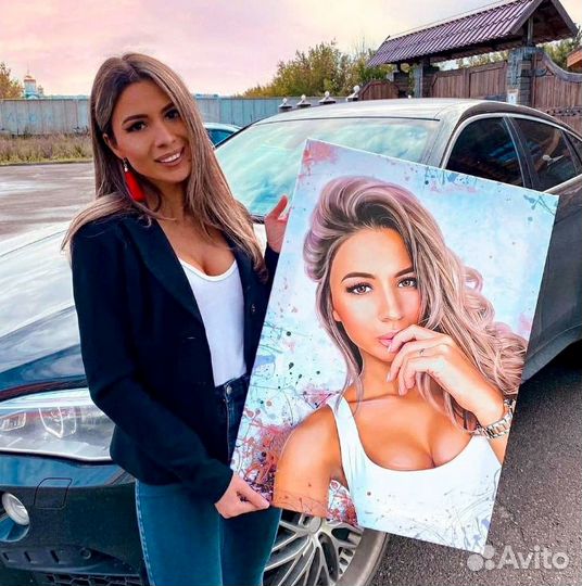 Портрет по фото на холсте - подарок на свадьбу