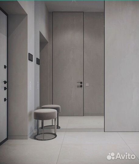 Дверь скрытая межкомнатная кромка черная толщина полотна 56 мм 2300х700