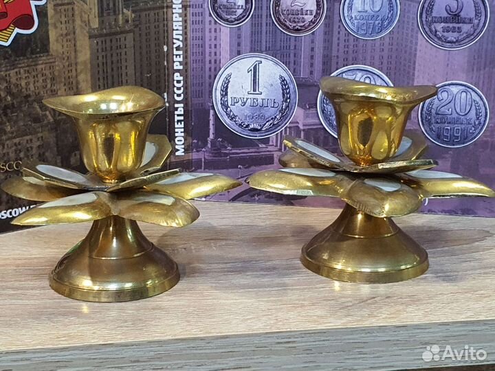 Подсвечники пара цветок. Бронза-Латунь