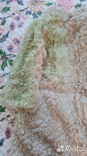 Шуба из меха козы бежевая