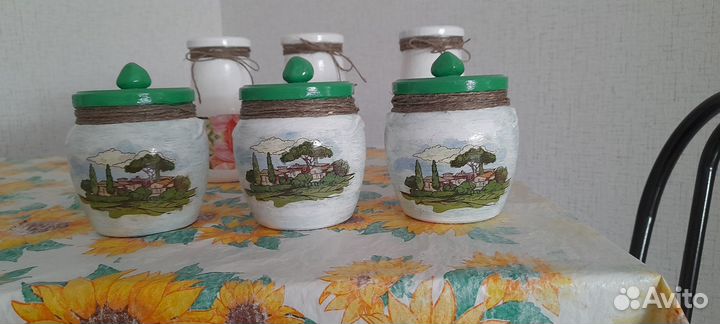 Декупаж стеклянная банка, хранение продуктов