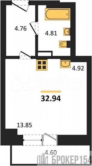 Квартира-студия, 32,9 м², 2/27 эт.