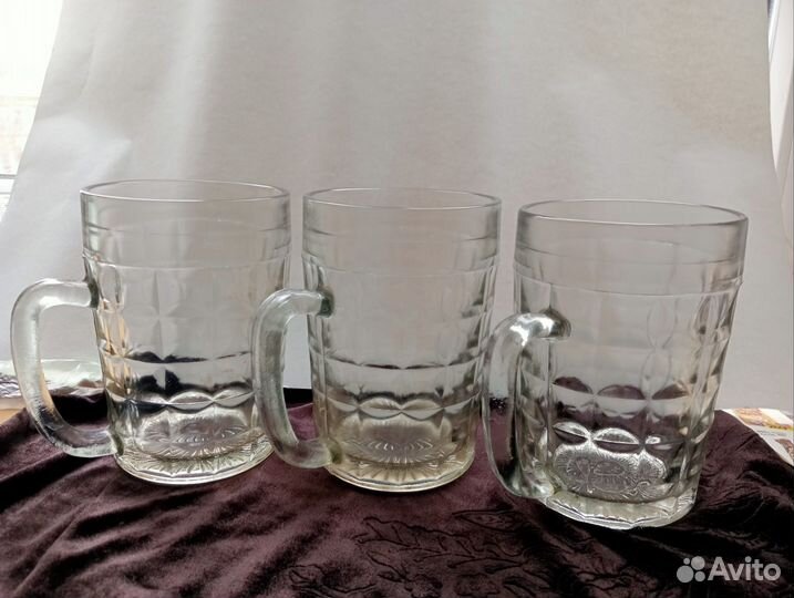 Кружки пивные.СССР. 0,5 л, клеймо саз. Стекло