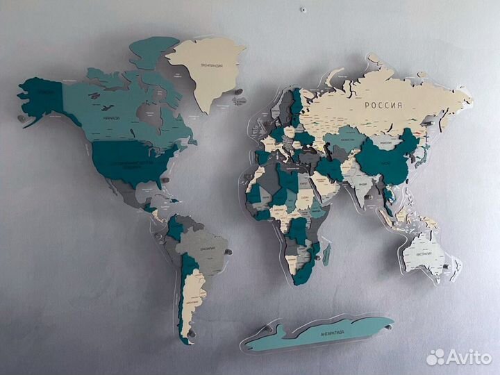 Карта мира из дерева на стену