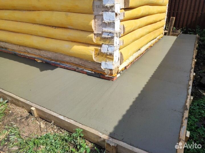 Фундамент Бетонные работы Отмостка Заливка двора