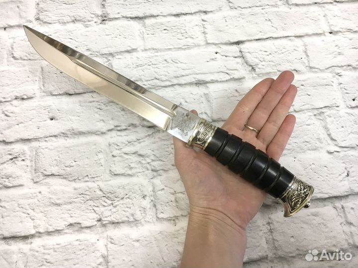 Пластунский нож, кованая 95Х18, граб, мельхиор, с