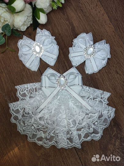 Набор бантиков и галстук брошь, жабо для школьницы