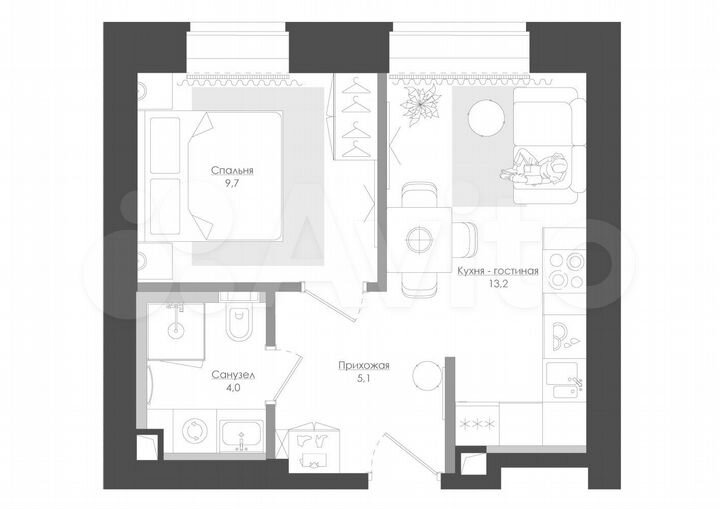 1-к. квартира, 35 м², 34/39 эт.