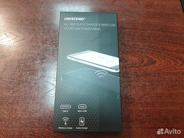 Aккумулятор Quick Charge Wireless 10000 мАч, черны