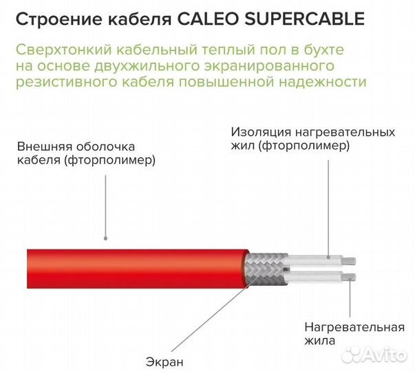 Нагревательный кабель Caleo Supercable 18W-70