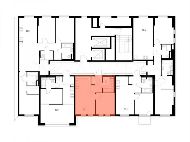 1-к. квартира, 34,1 м², 8/12 эт.