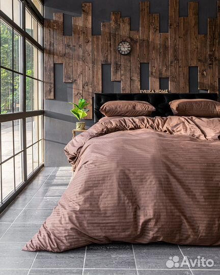 Постельное белье Софи Шоколад новое страйп-сатин