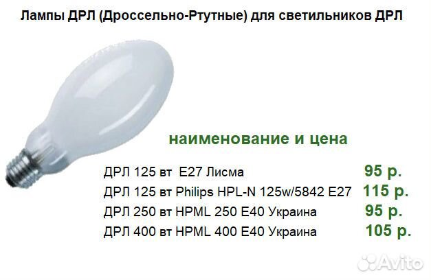 Светильники дрл и лампы дрл