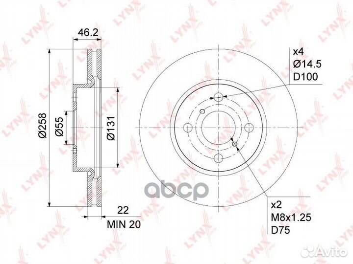 Диск тормозной перед BN1164 lynxauto