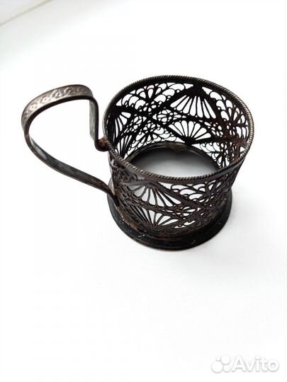 Подстаканник мельхиоровый. Скань, филигрань Винтаж