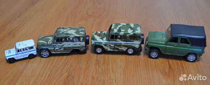 Модели авто УАЗ 469, UAZ Hunter Autotime 4шт метал