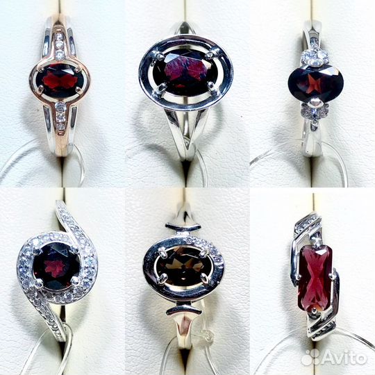 Серьги кольца. Серебро 925 пробы. Гранат Раухтопаз