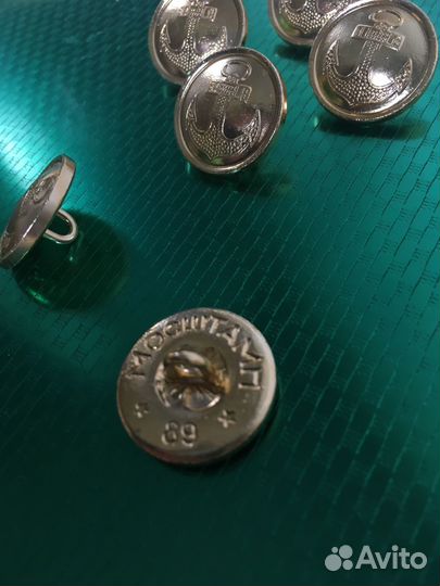 Винтажные золотые форменные пуговицы СССР якорь 6