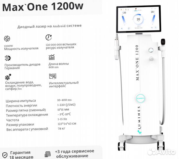 Диодный лазер Lumines Max'One 1200w, новинка 2024