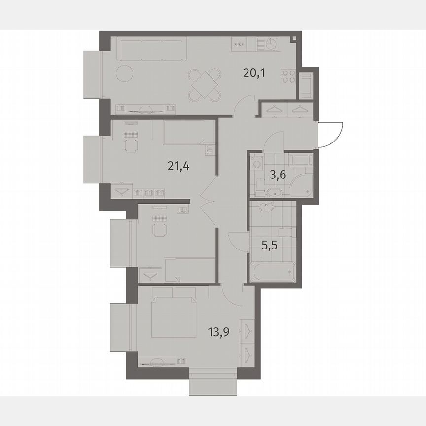 2-к. квартира, 75,9 м², 4/8 эт.
