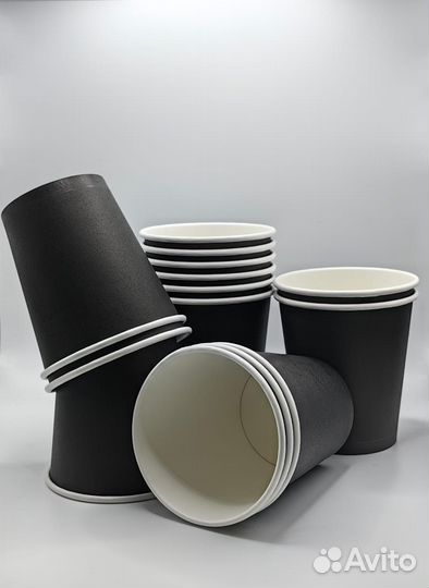 Черные стаканчики из бумаги 250 мл