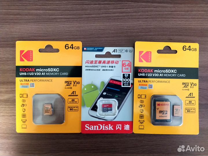 MicroSD карты памяти Samsung, SanDisk, Kingston