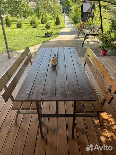 Скамейка садовая со столиком
