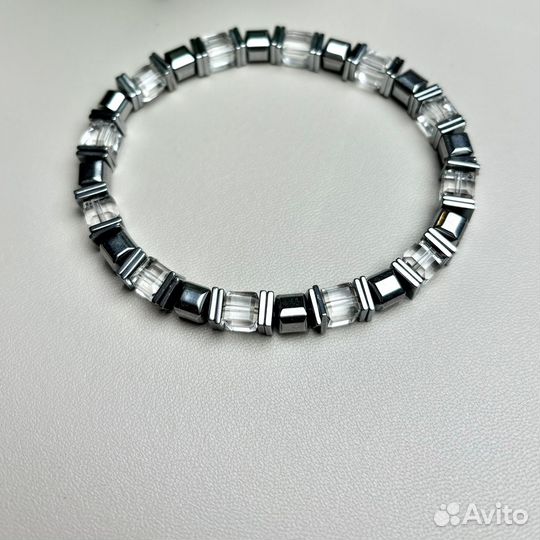Браслет мужской из горного хрусталя