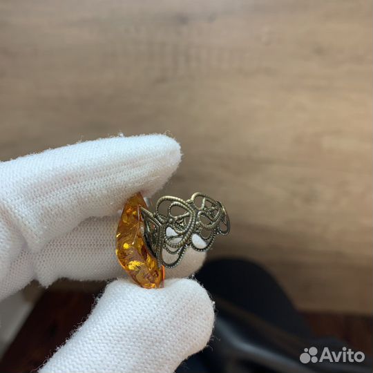 Винтажное Кольцо Янтарь Ретро