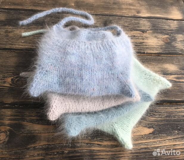 Вязаная шапочка из ангоры, вязание для детей