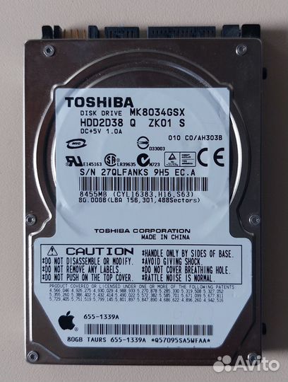 Жесткий диск 2.5 Toshiba 80gb