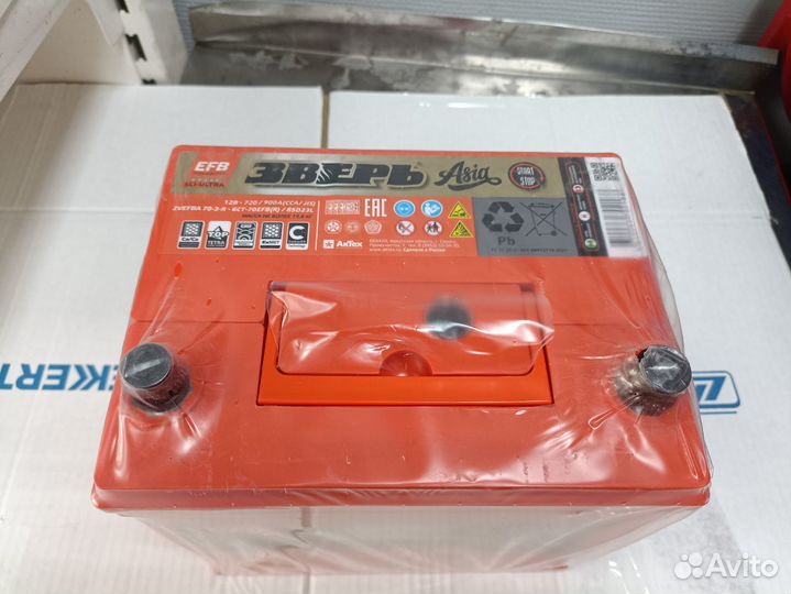 Аккумулятор Зверь Азия EFB 70 Ач, обратный