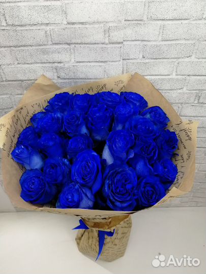Букет 25 синих роз