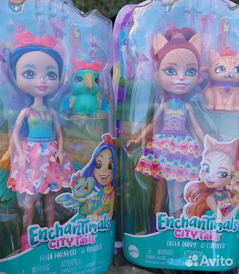 Enchantimals City tails кошка Tarla, попугай Prita