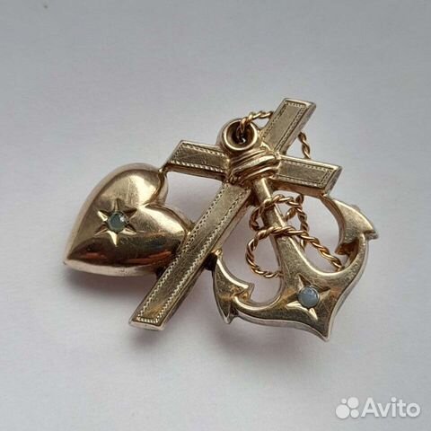 Антикварная брошь Вера Надежда Любовь