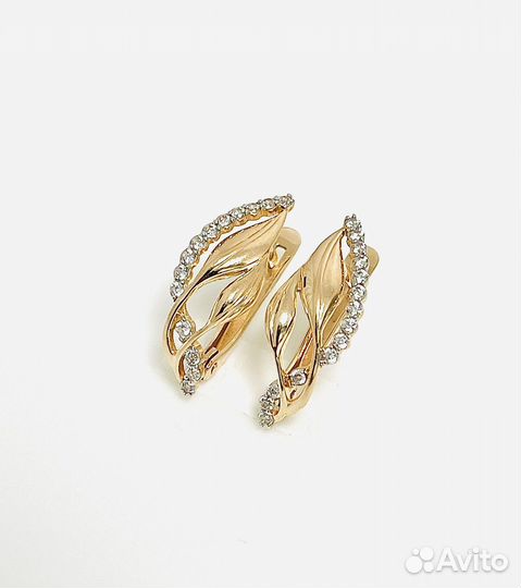 Золотые серьги с фианитами