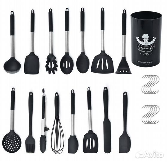 Наборы кухонных предметов 7/11/15 новые силикон