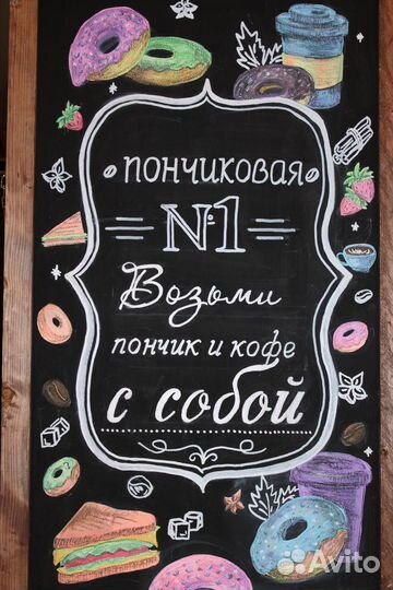 Роспись меловых досок для кофейни и ресторанов