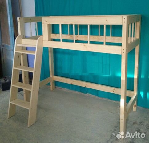 Кровать чердак с наклонной лестницей